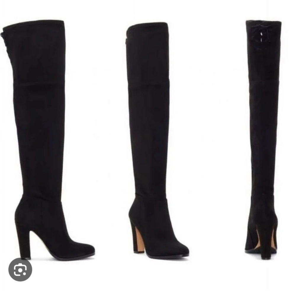 NEW Vince Camuto stretch microsuede Cheera Over The Knee Boots Black 8.5